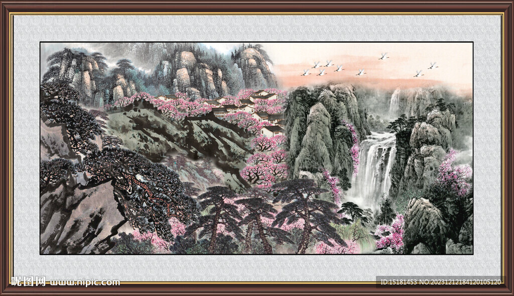聚宝盆山水画 