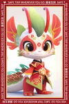 红色卡通龙地垫图案