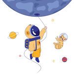 宇航员卡通创意插画