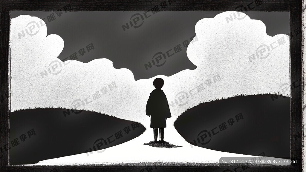 版画 小人 黑白  照相