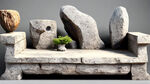 天然的石头造型古代家具组合