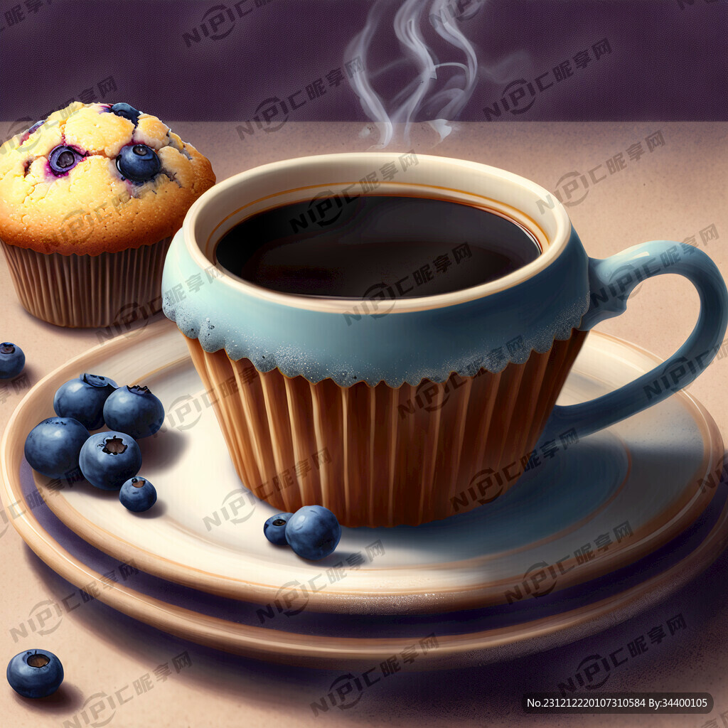 蓝莓麦芬和咖啡
