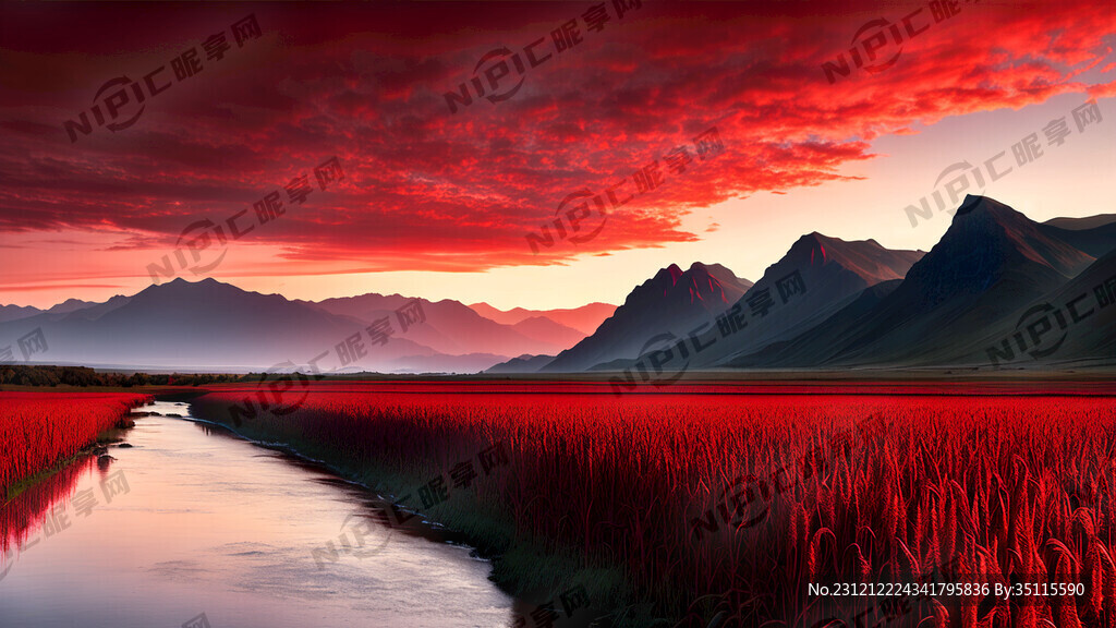 照片从高处看河水向照片的右下角