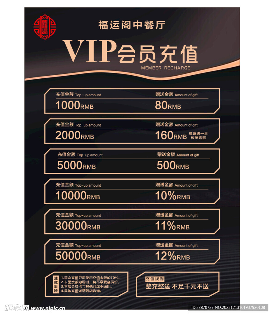 会员充值vip展板海报