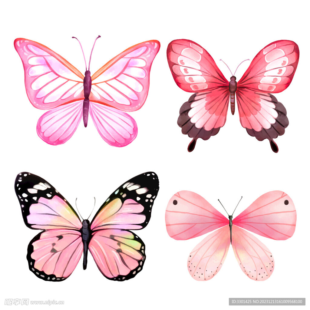 粉色水彩蝴蝶