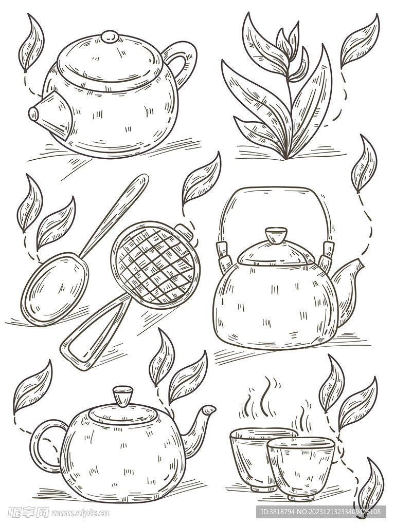 茶具茶文化手绘