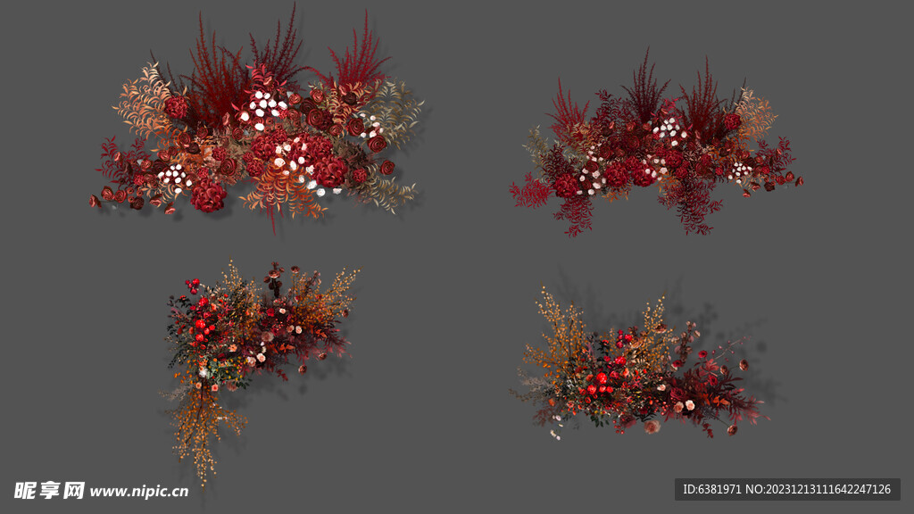 红色婚礼花艺素材效果图