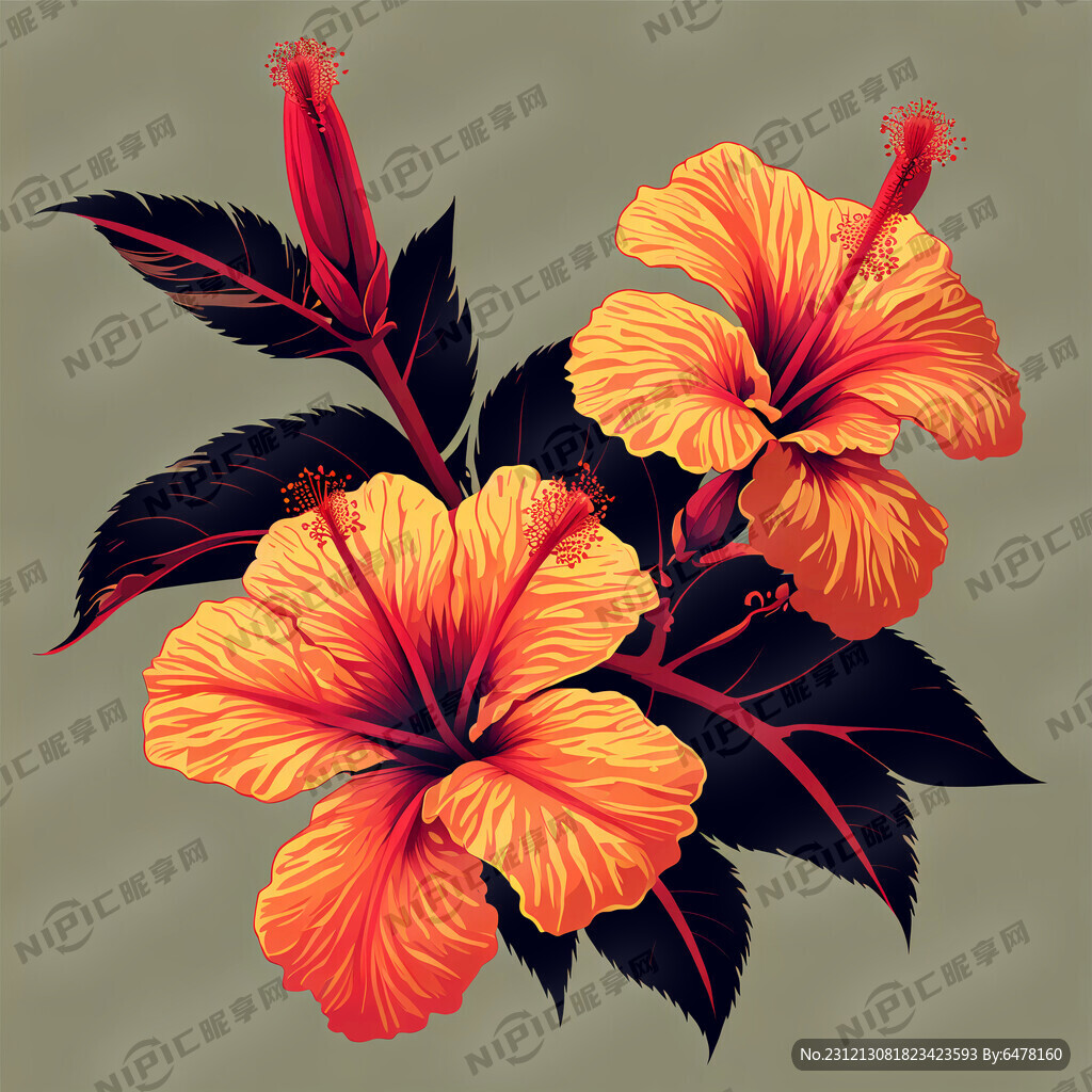 扶桑花矢量图