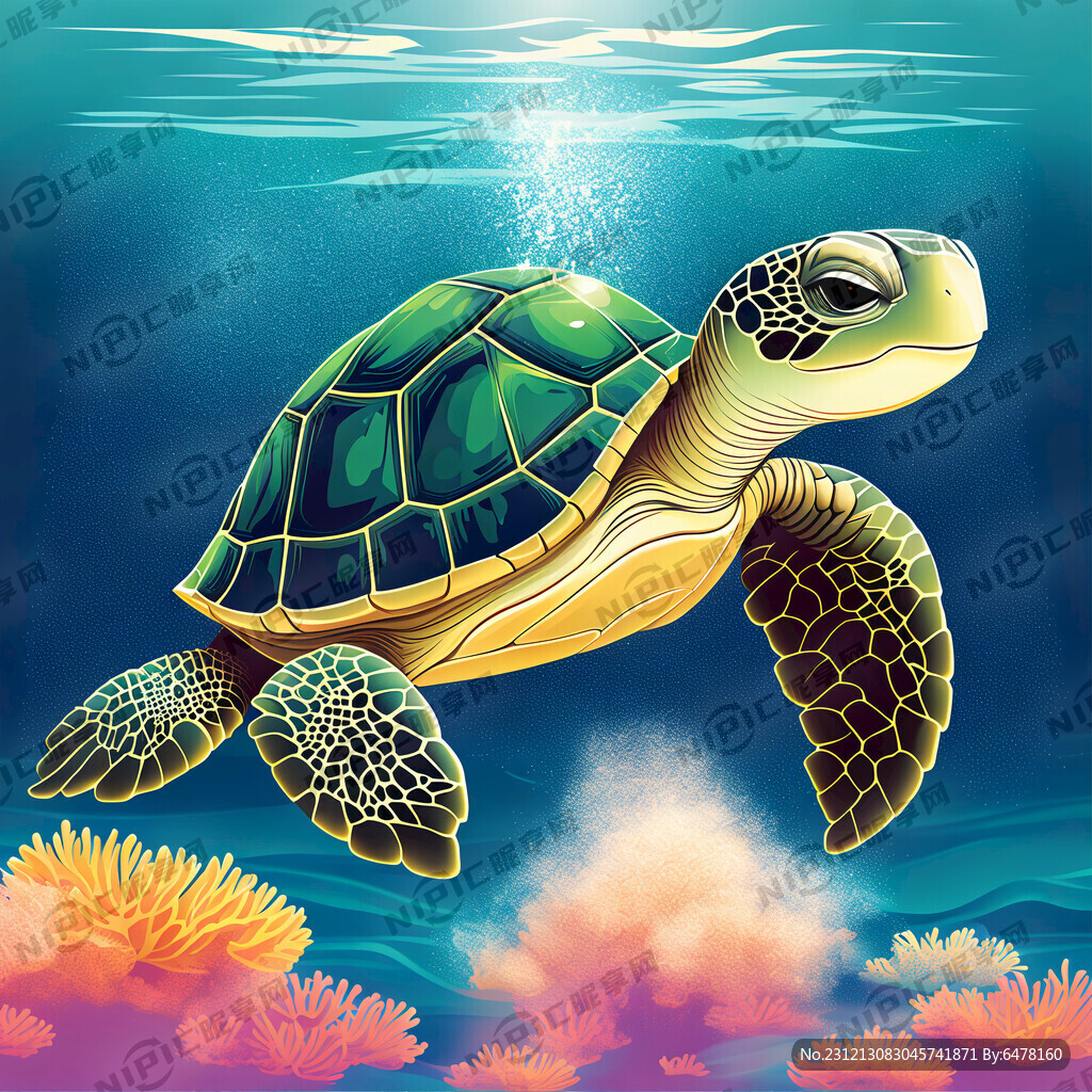 海龟矢量图 晶莹剔透 梦幻写实