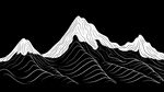 矢量山与山川纯黑白线条纹样插画