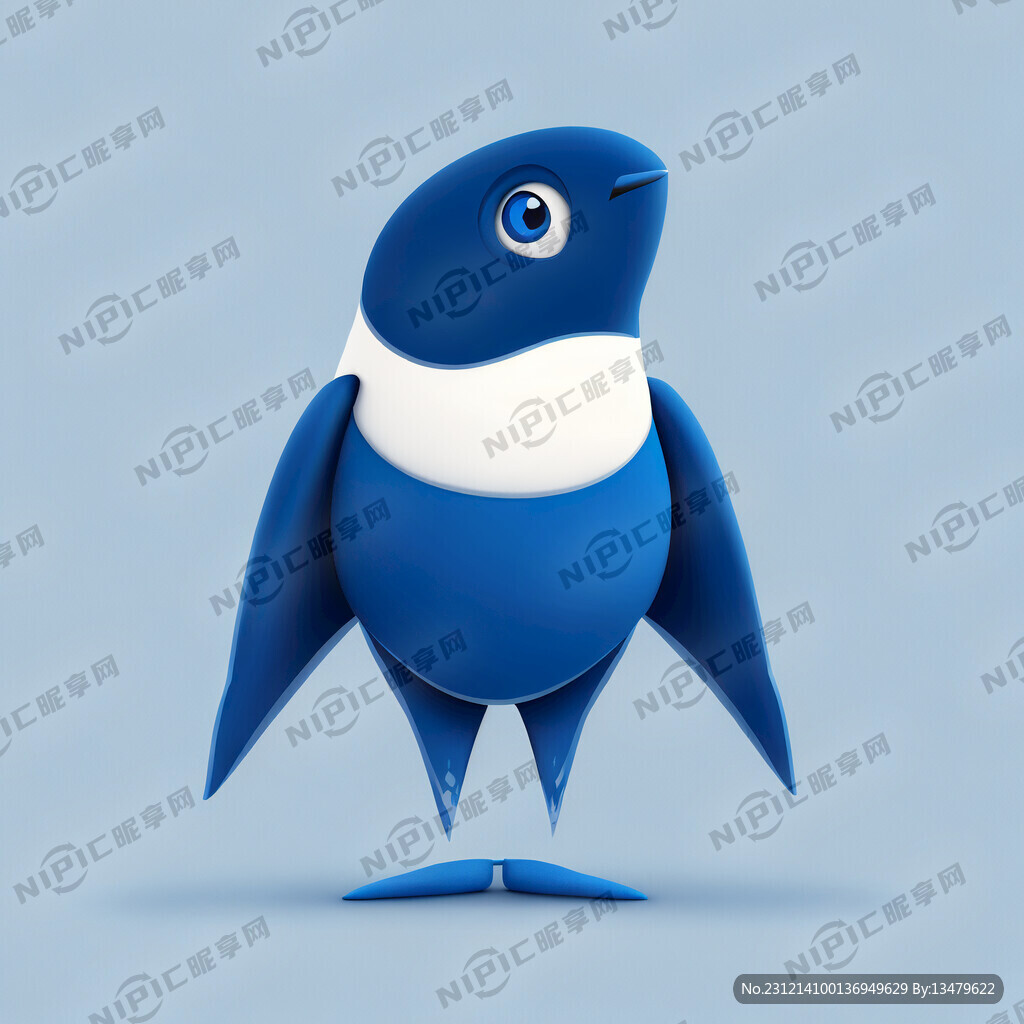 燕子吉祥物 蓝白配色 简约大气