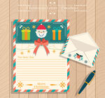 彩色圣诞信纸和信封矢量图