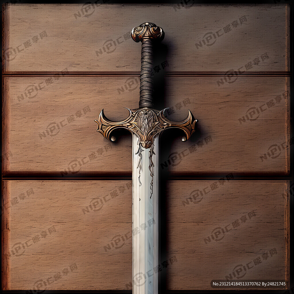 一把剑刺穿木板