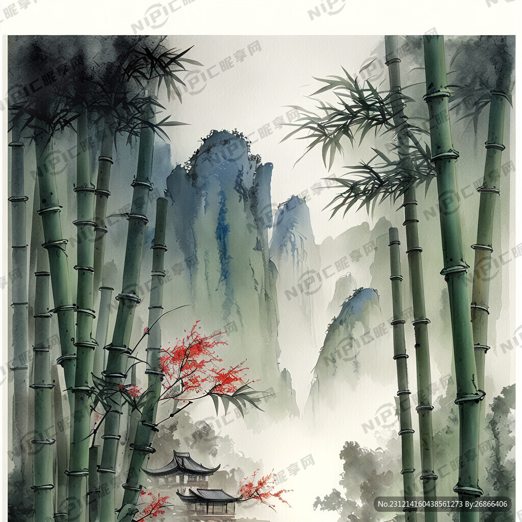 竹子 山水 中国风  武侠