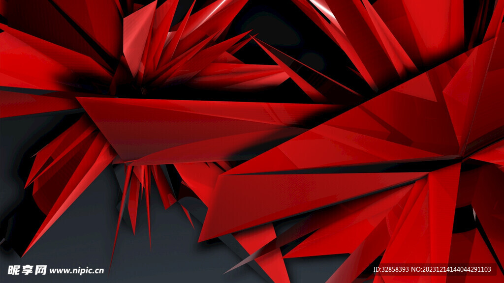 红色渐变3d几何抽象背景