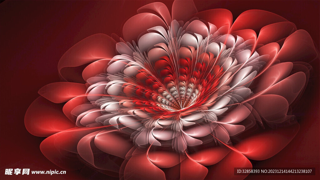 红色花卉插画背景