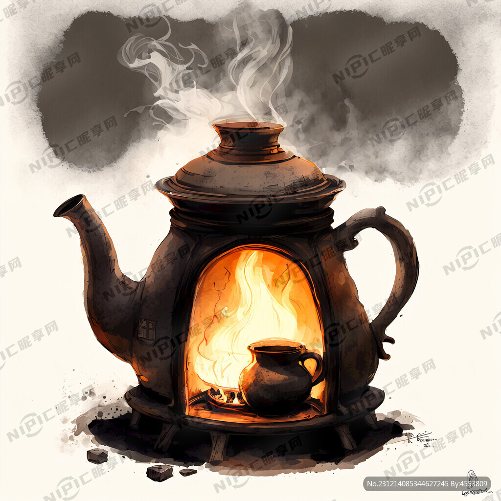 水墨风的围炉煮茶