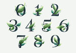 绿叶艺术数字字体元素