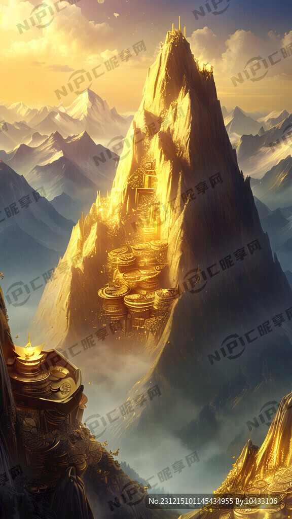 黄金财位 元宝无尽 黄金山