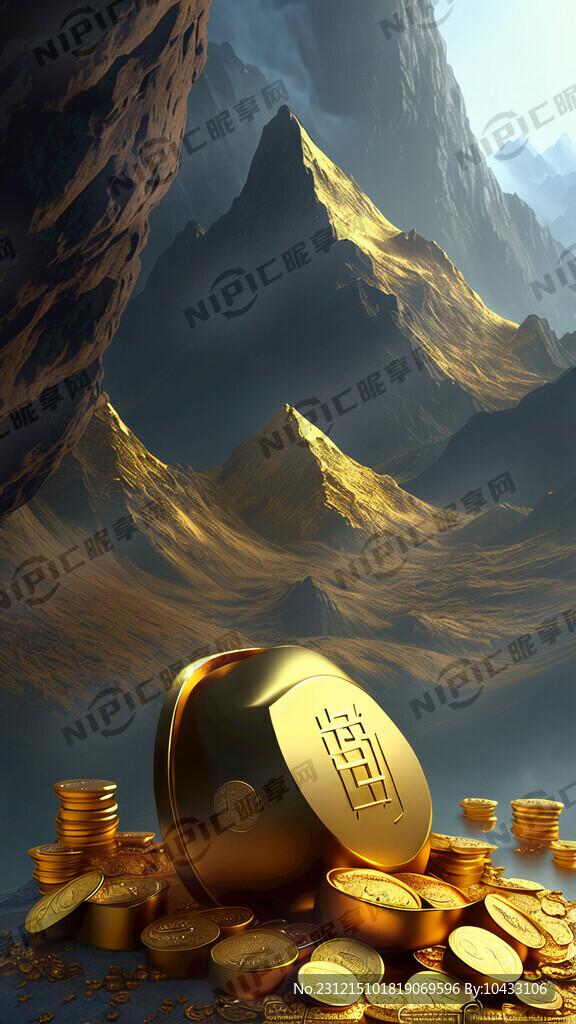 黄金财位 元宝无尽 黄金山