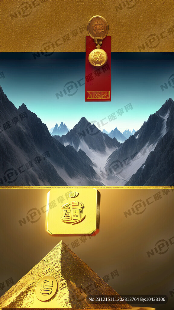 黄金财位 元宝无尽 黄金山