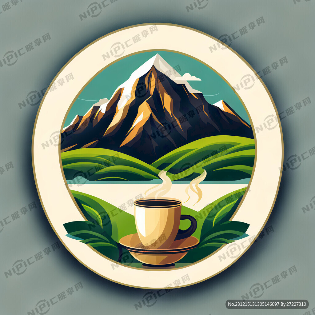观山 茶 商标 矢量图
