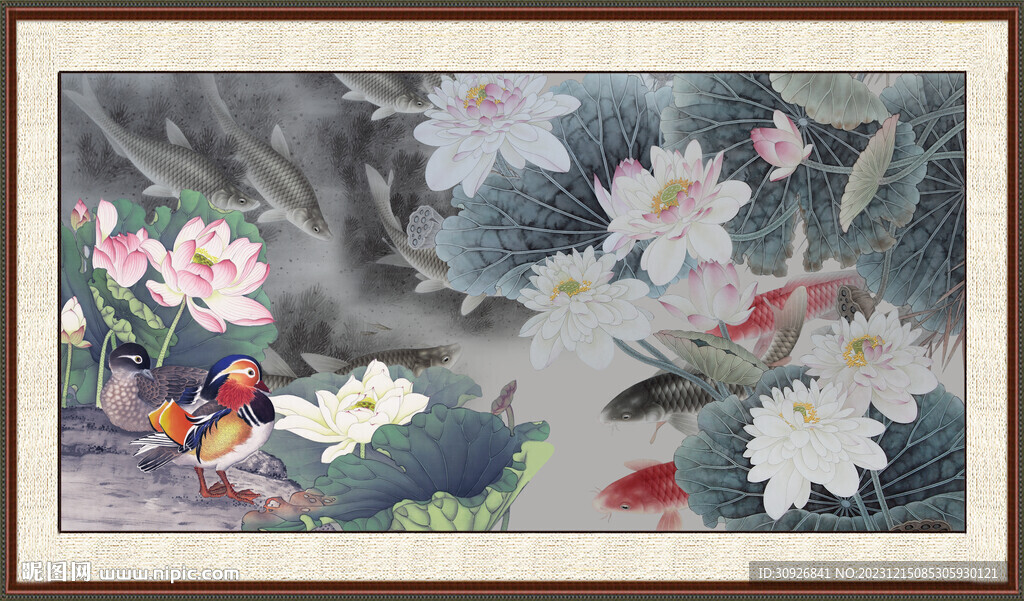 荷花鲤鱼
