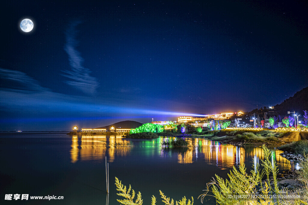 东平湖 夜景 月色 八百里水泊