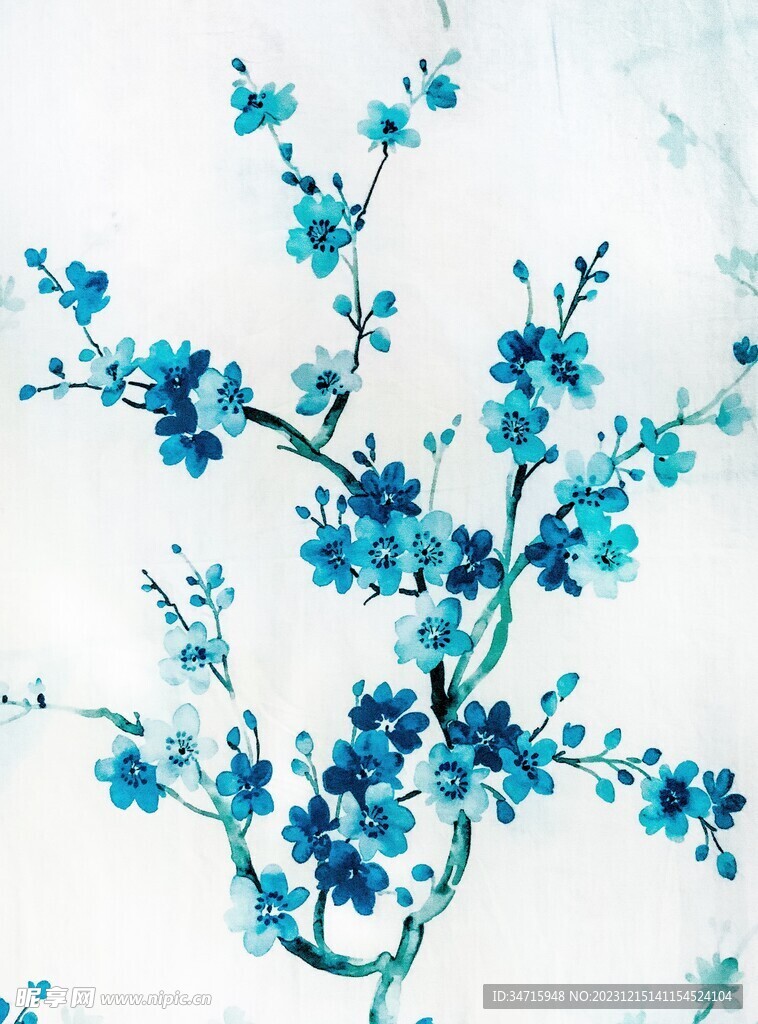 蓝色花朵插画背景