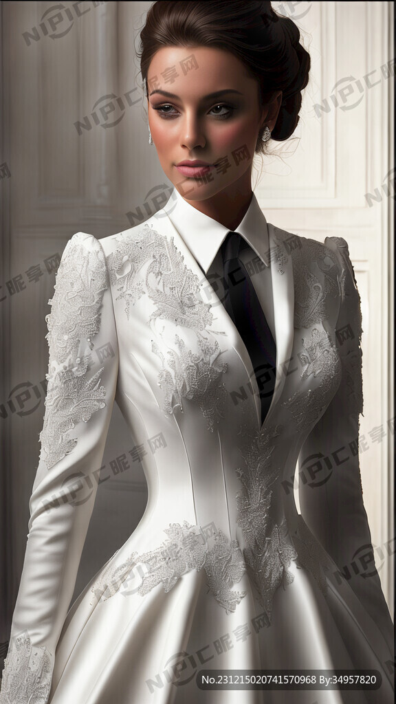 亮度高的真人美女西式婚纱婚纱照