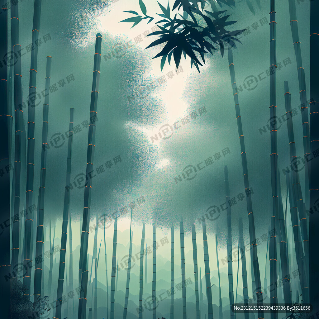 深山里云雾缭绕的竹林 动感