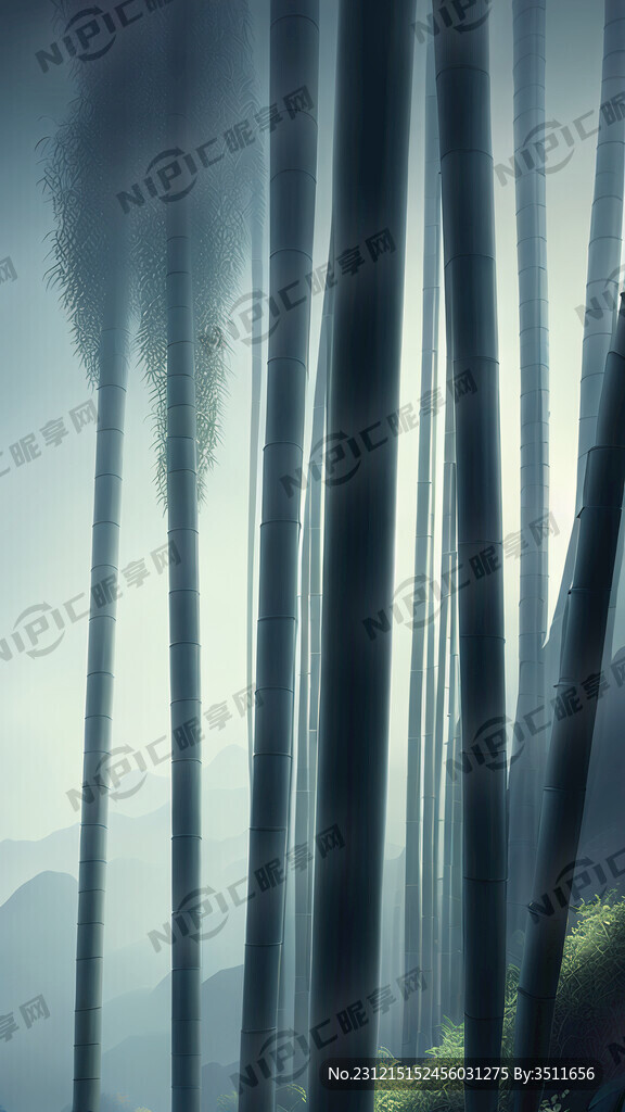 深山里云雾缭绕的竹林 动感