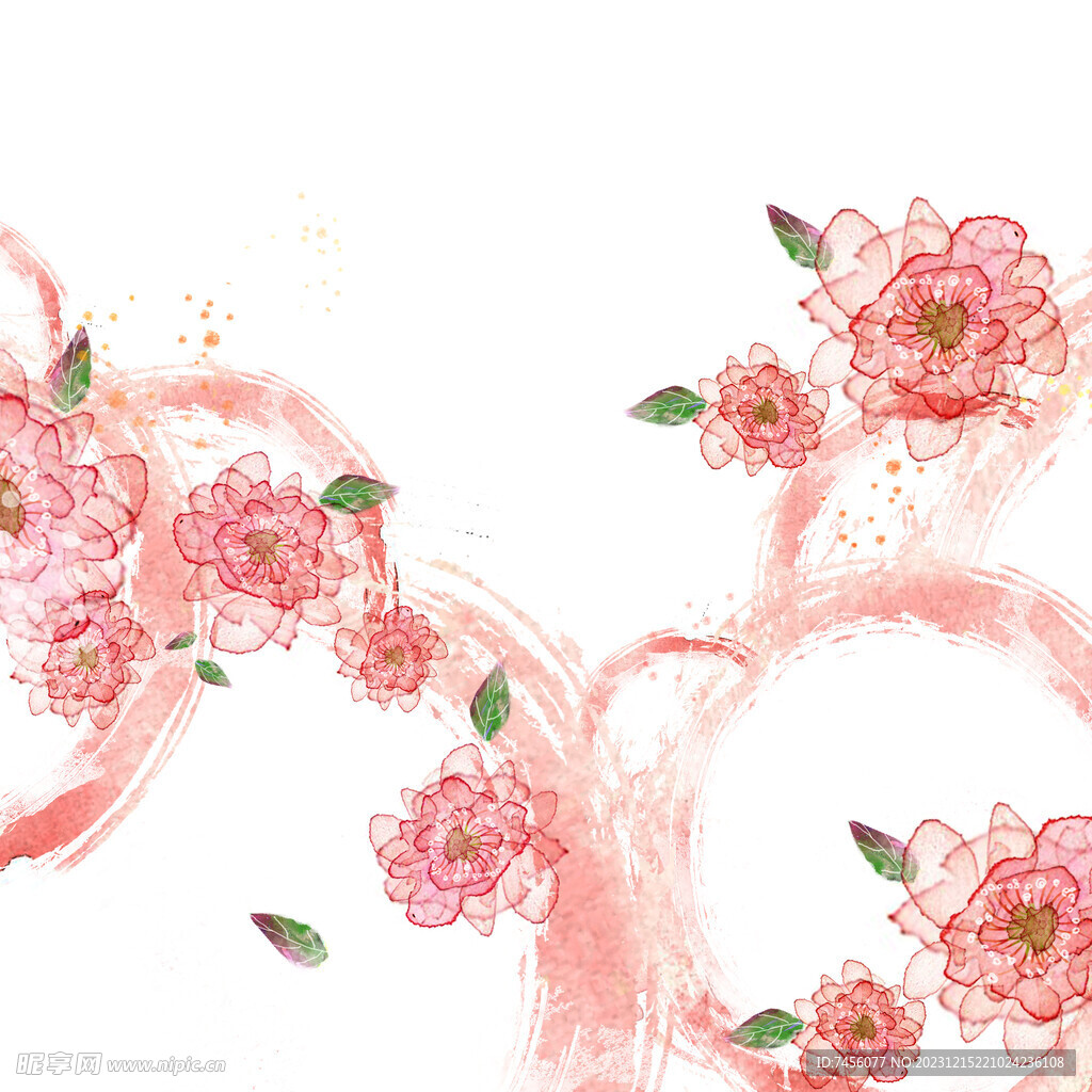 水彩粉色花卉挂画装饰画