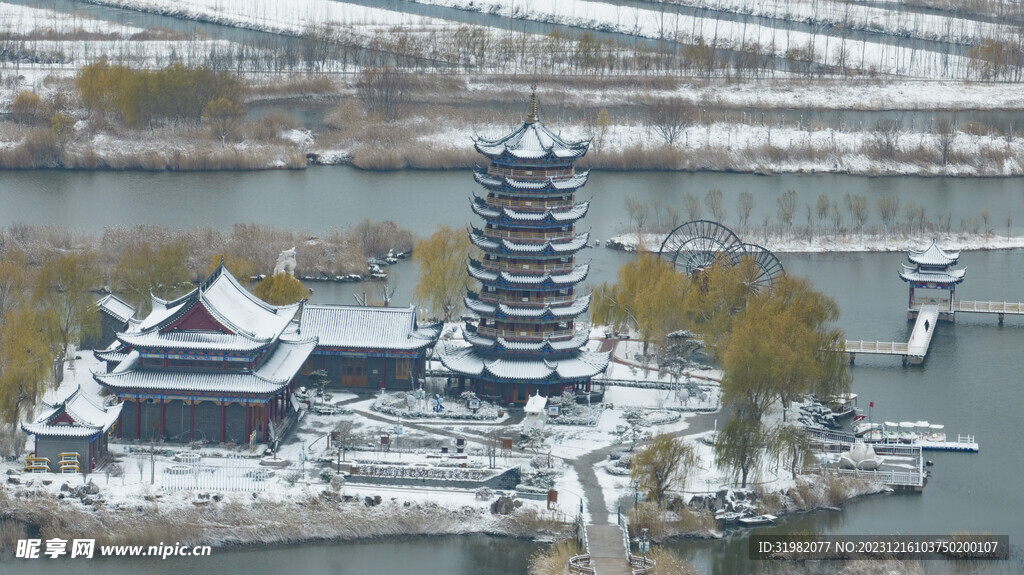 东平湖湿地公园雪景