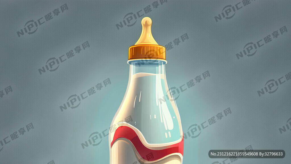 奶瓶 卡通插画 背景白色
