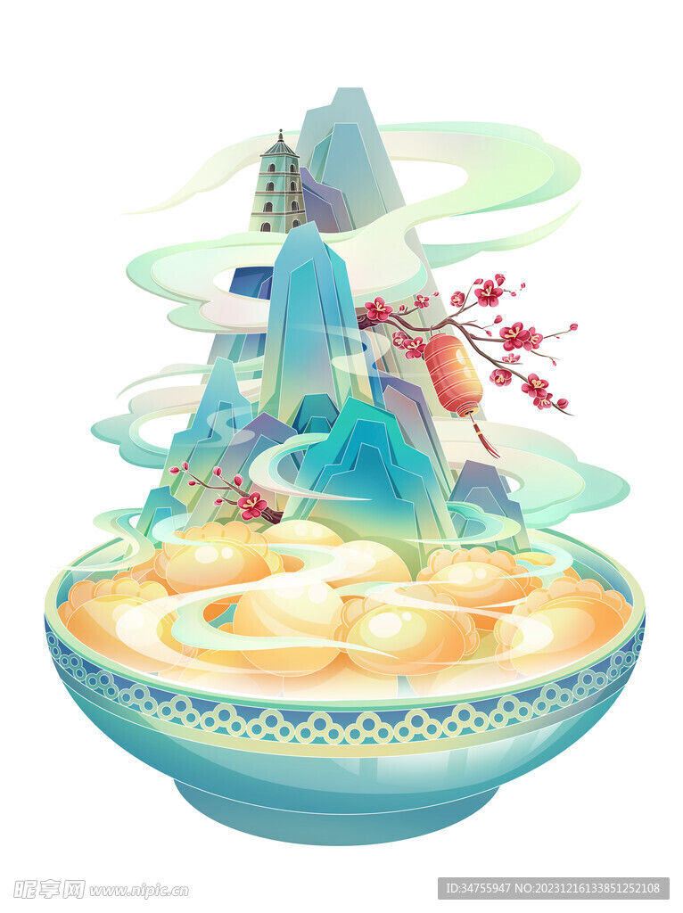 冬季梅花汤圆饺子