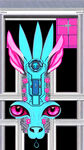 蓝粉灰三种颜色的十字格，菊花 眼睛 机械 动物线条  黑色背景 纯色 线条