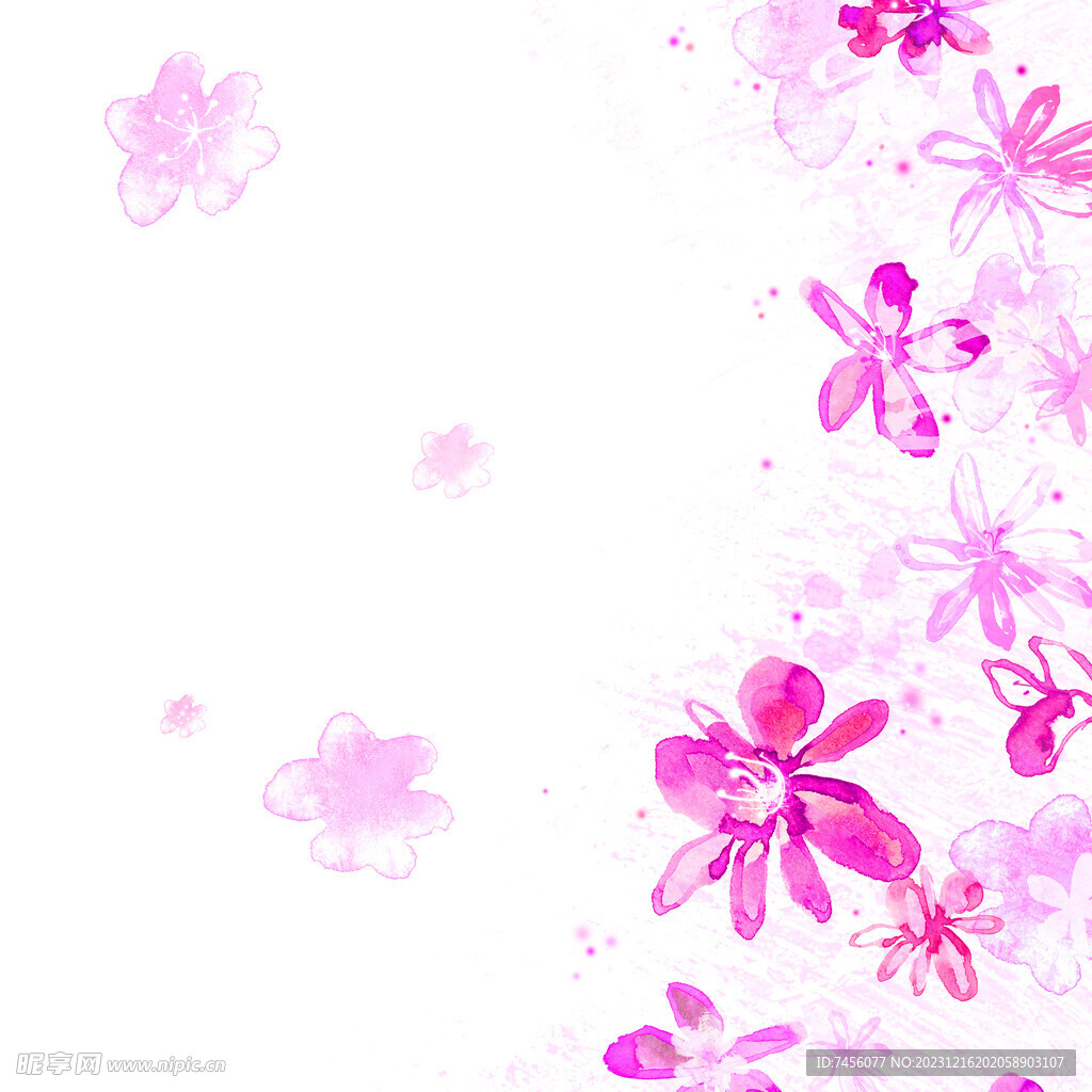 粉色花卉水彩花朵挂画装饰画