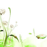 水彩绿色花卉挂画装饰画