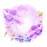 紫色花卉水彩挂画装饰画