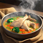 熬鸡汤 大锅  密密麻麻的鸡 有热气