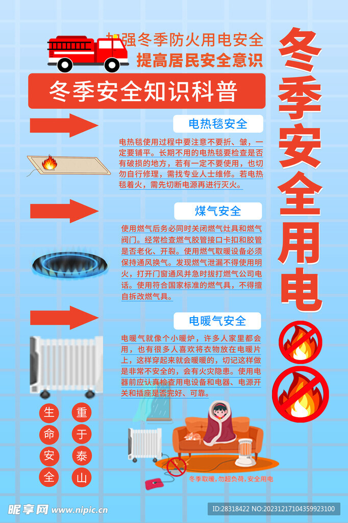 冬季防火用电安全宣传海报图片