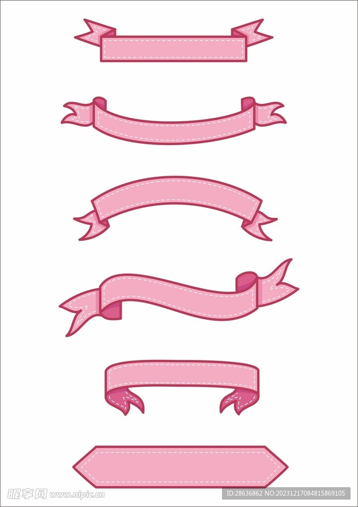  粉色标题飘带矢量素材