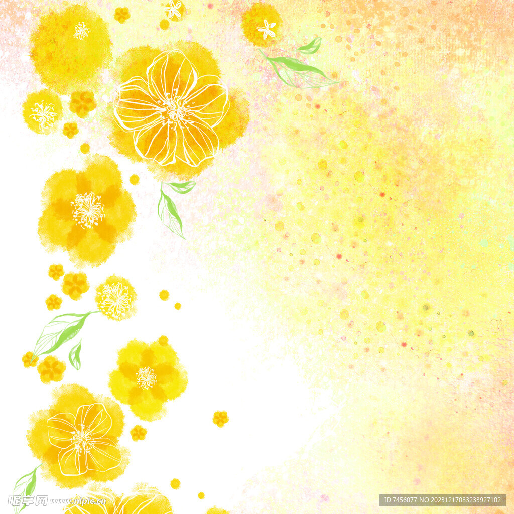 黄色花卉花朵挂画装饰画