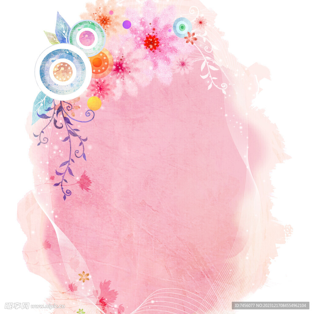粉色花卉唯美抽象挂画装饰画