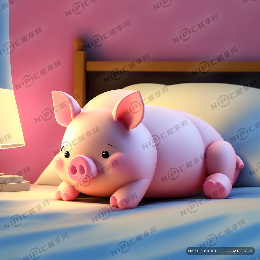 趴着小猪夜灯 产品 床头背景