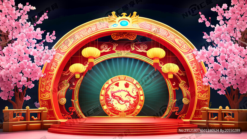 AI创作图中央电视台龙年春晚舞台设计nipic.com-昵图网