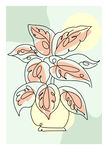 手绘线描色块简约现代画
