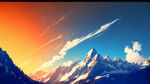 蓝色的天空下，太阳照在阿尔卑斯山上
