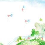 水彩绿植气球唯美挂画装饰画